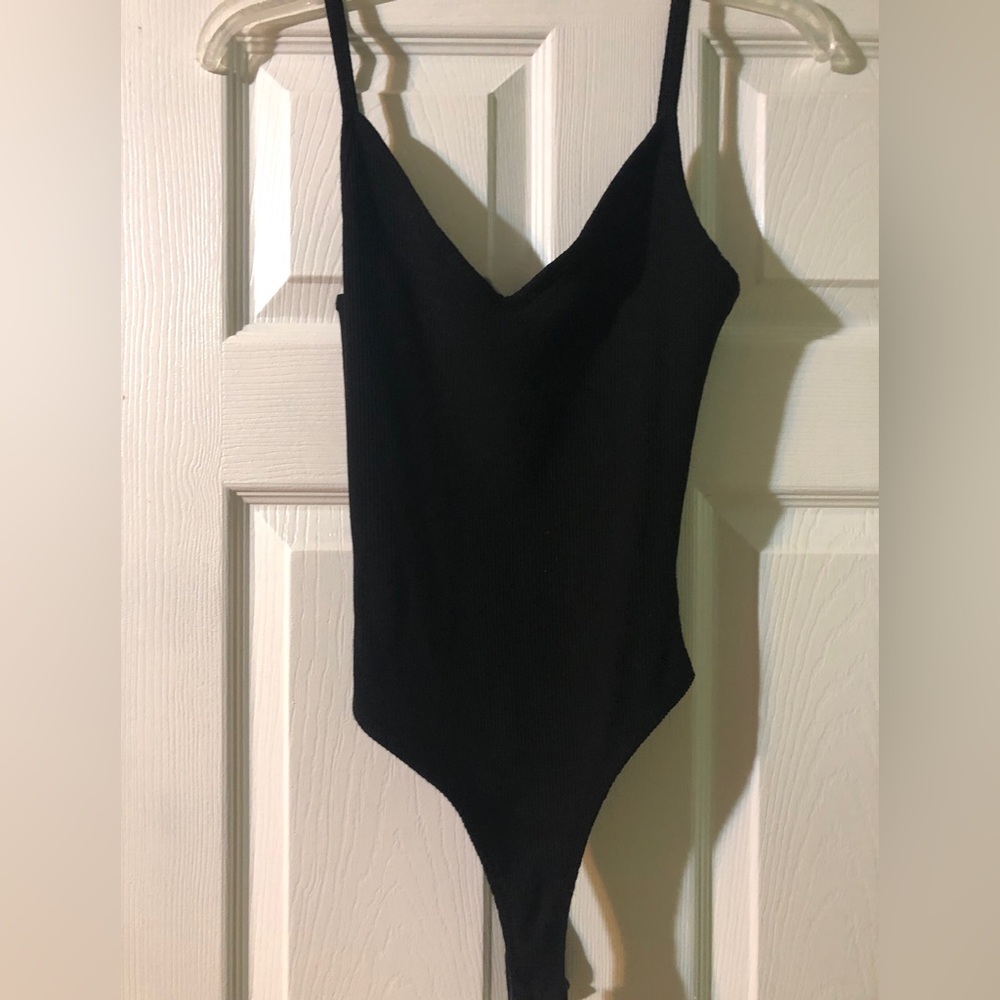 Black ribbed bodysuit